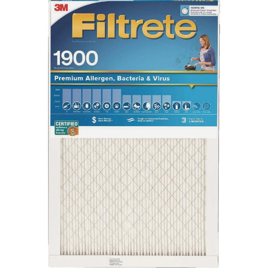 & 1 25 16 Filter 1 In. Bacteria Premium MPR In. In. PK, x 1900 Allergen, Filtrete Furnace Virus x